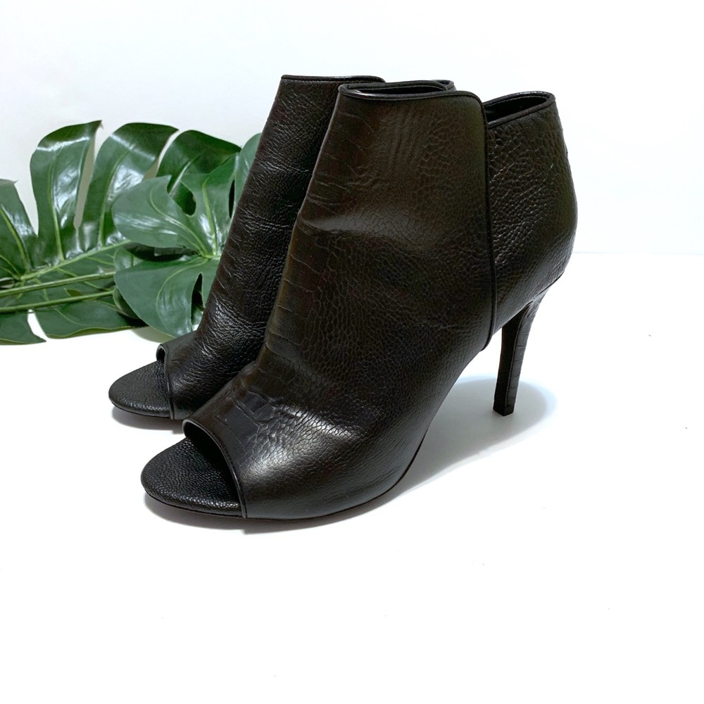 Joie “Gwen” open toe croc embossed booties EUC